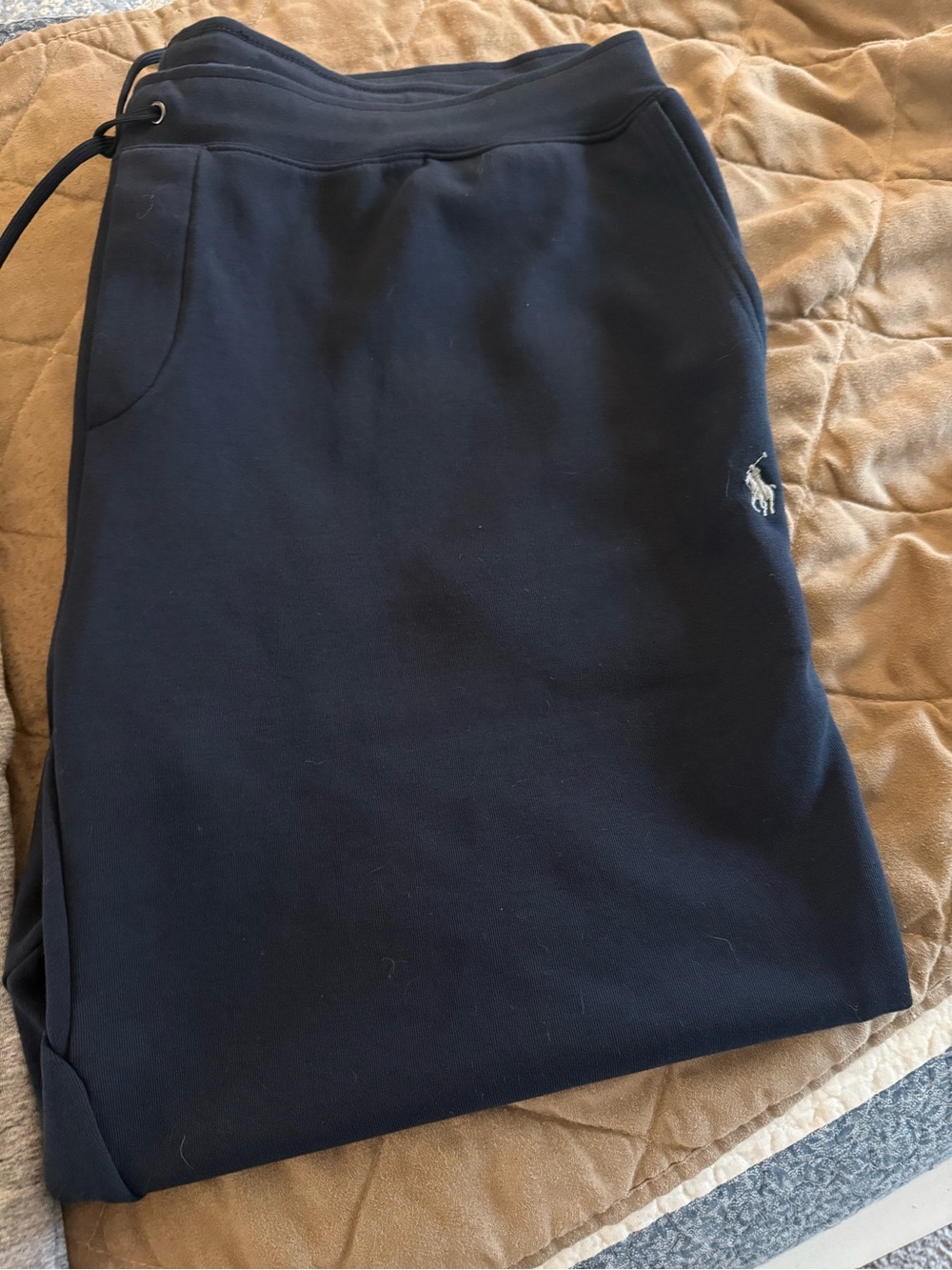 Ralph Lauren Navy Joggers with Yellow Logo Tag - Picture 2 of 3